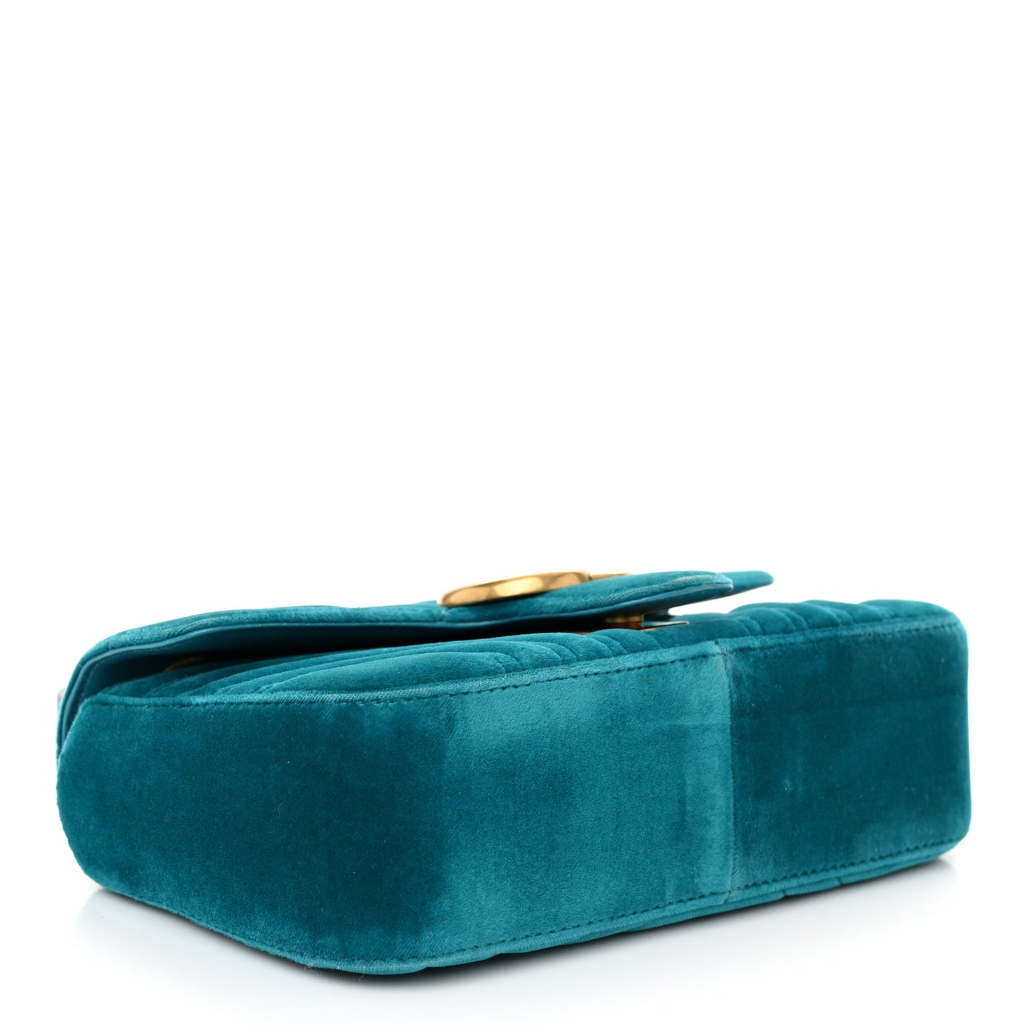Velvet Matelasse Mini GG Marmont Shoulder Bag Pavone Cyan