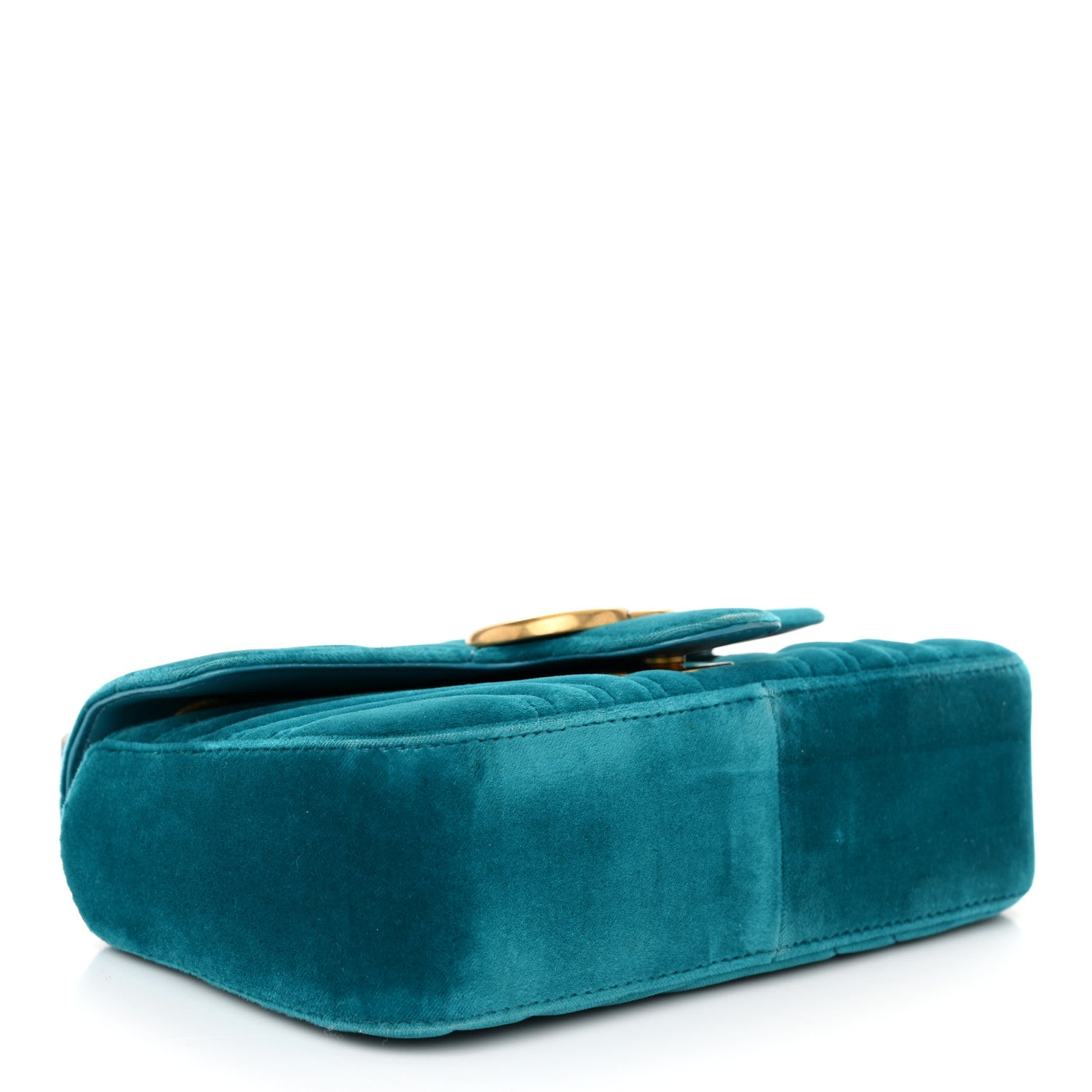 Gucci Velvet Matelasse Mini GG Marmont Shoulder Bag Pavone Cyan 4 of 11