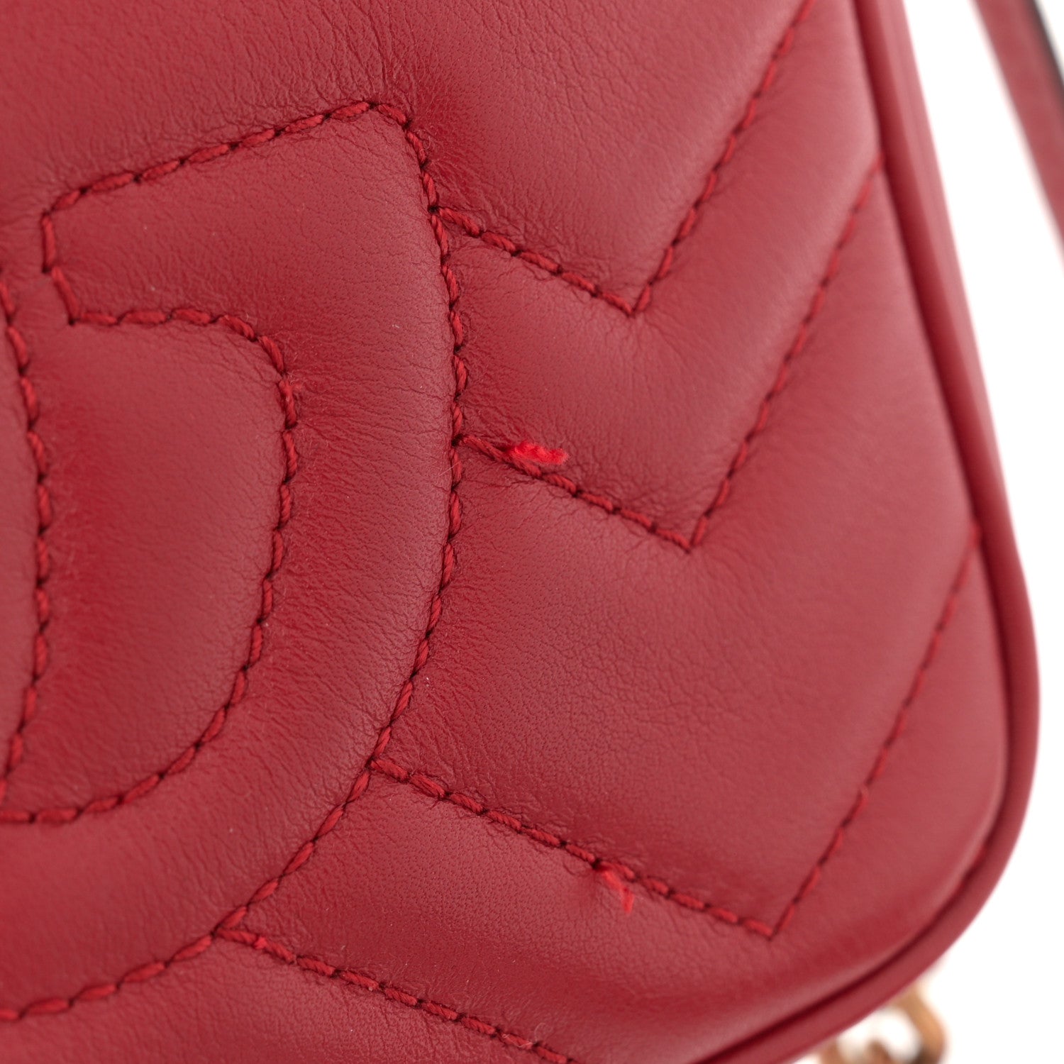 Gucci Calfskin Matelasse Mini GG Marmont Chain Shoulder Bag Hibiscus Red 11 of 13