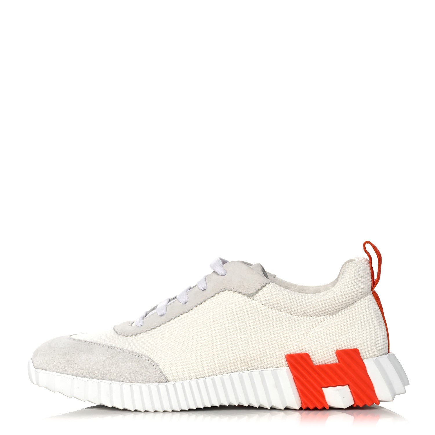 Hermes Technical Canvas Suede Goatskin Bouncing Sneakers 40 White Orange 1 of 9