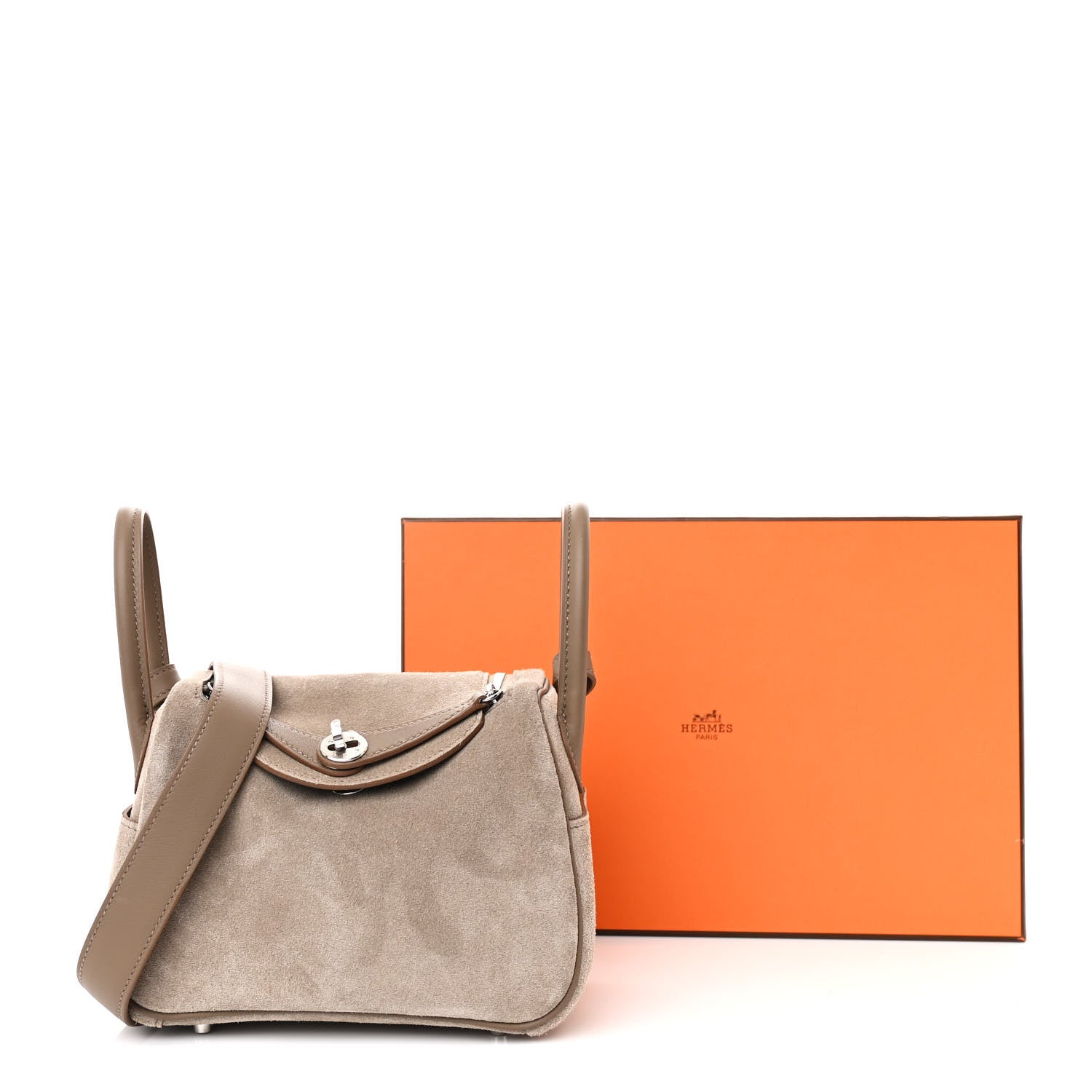 Hermes Veau Grizzly Swift Mini Lindy 20 Gris Caillou Etoupe