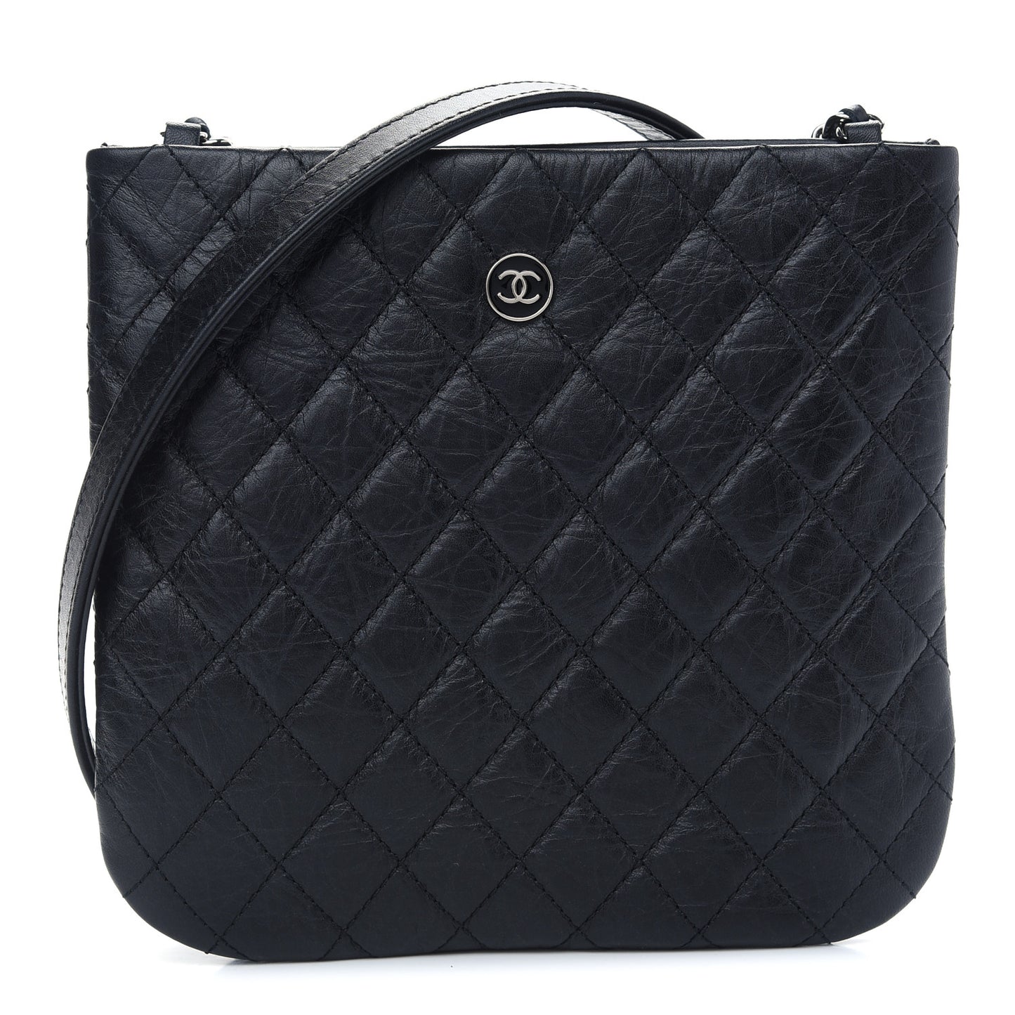 Calfskin Quilted Crossbody Bag Black