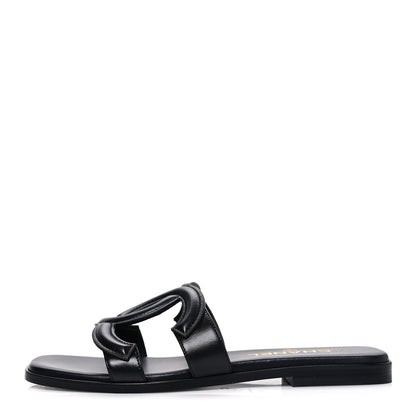 Chanel Lambskin CC Cut Out Mules Sandals 37 Black 1 of 11