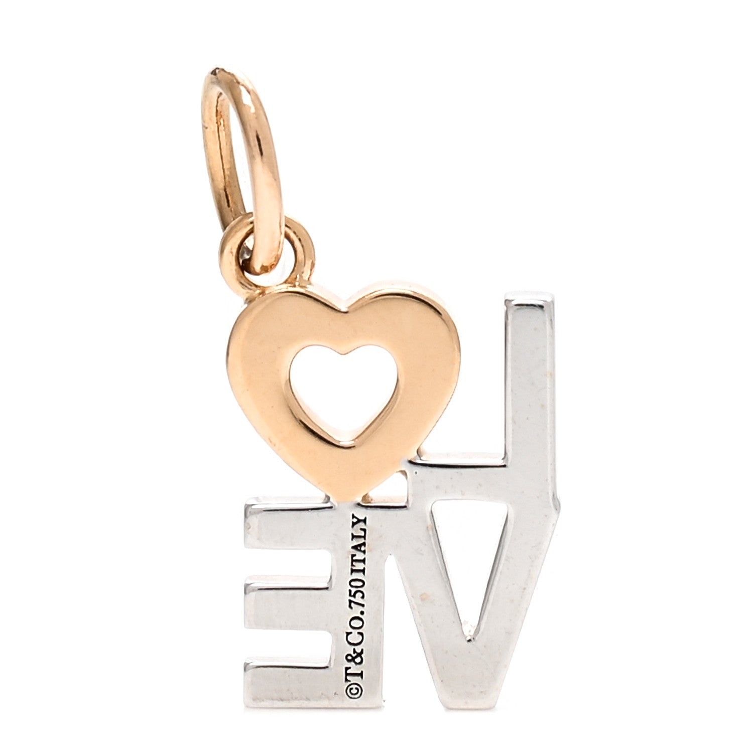 Tiffany 18K Rose White Gold Diamond Love Charm 3 of 5