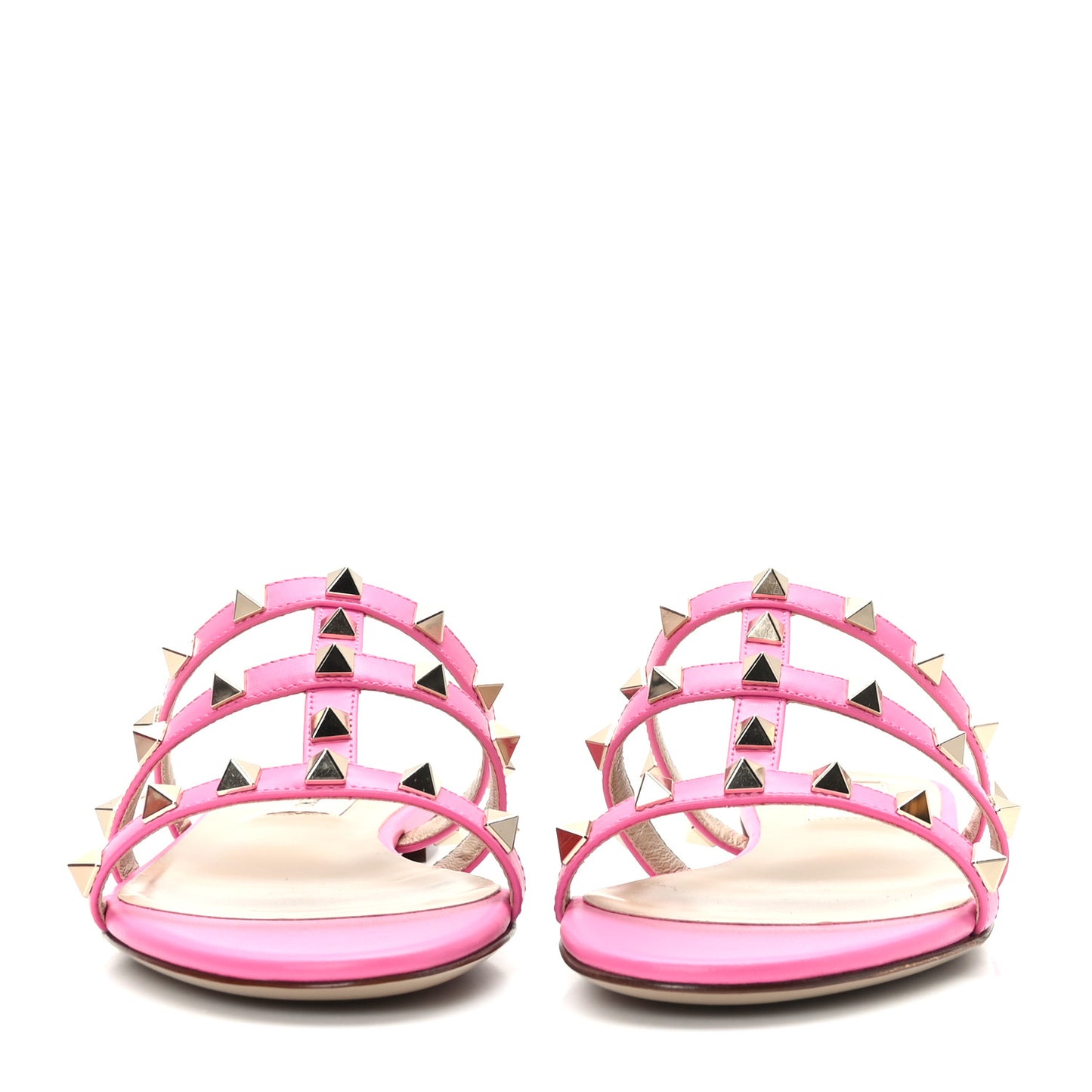 Nappa Rockstud Caged Flat Slide Sandals 35 Feminine Pink