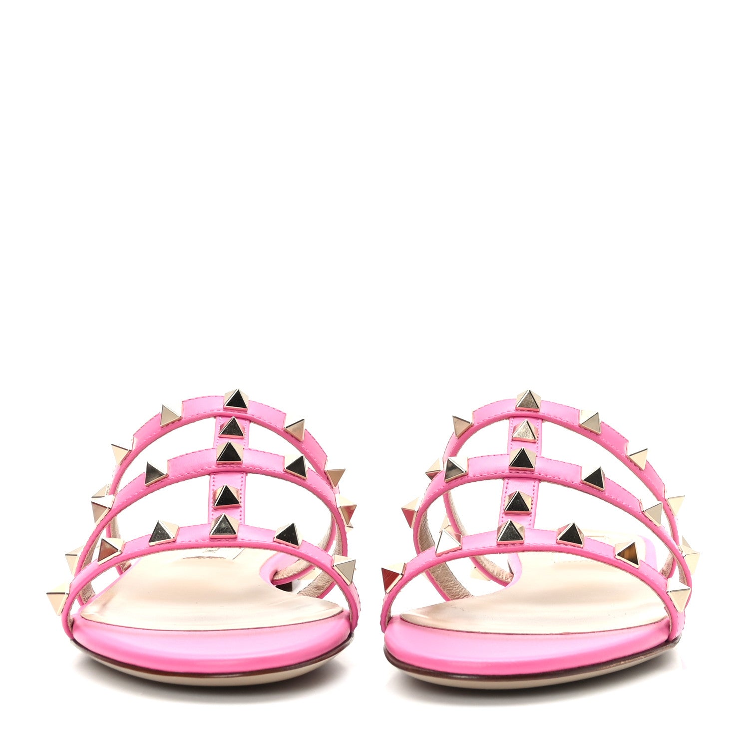Valentino Garavani Nappa Rockstud Caged Flat Slide Sandals 35 Feminine Pink 2 of 9