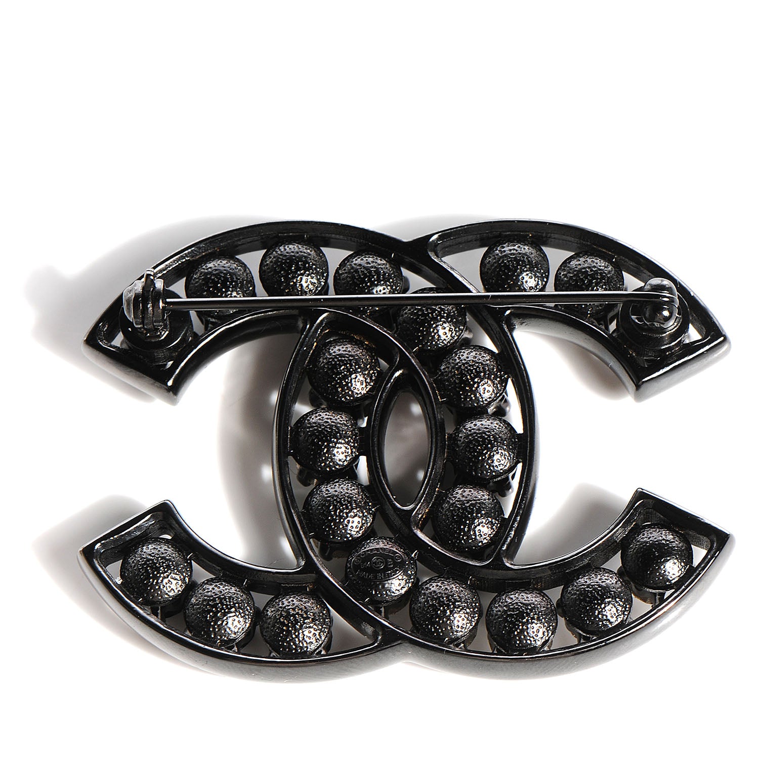 Chanel Crystal CC Brooch Black 4 of 5