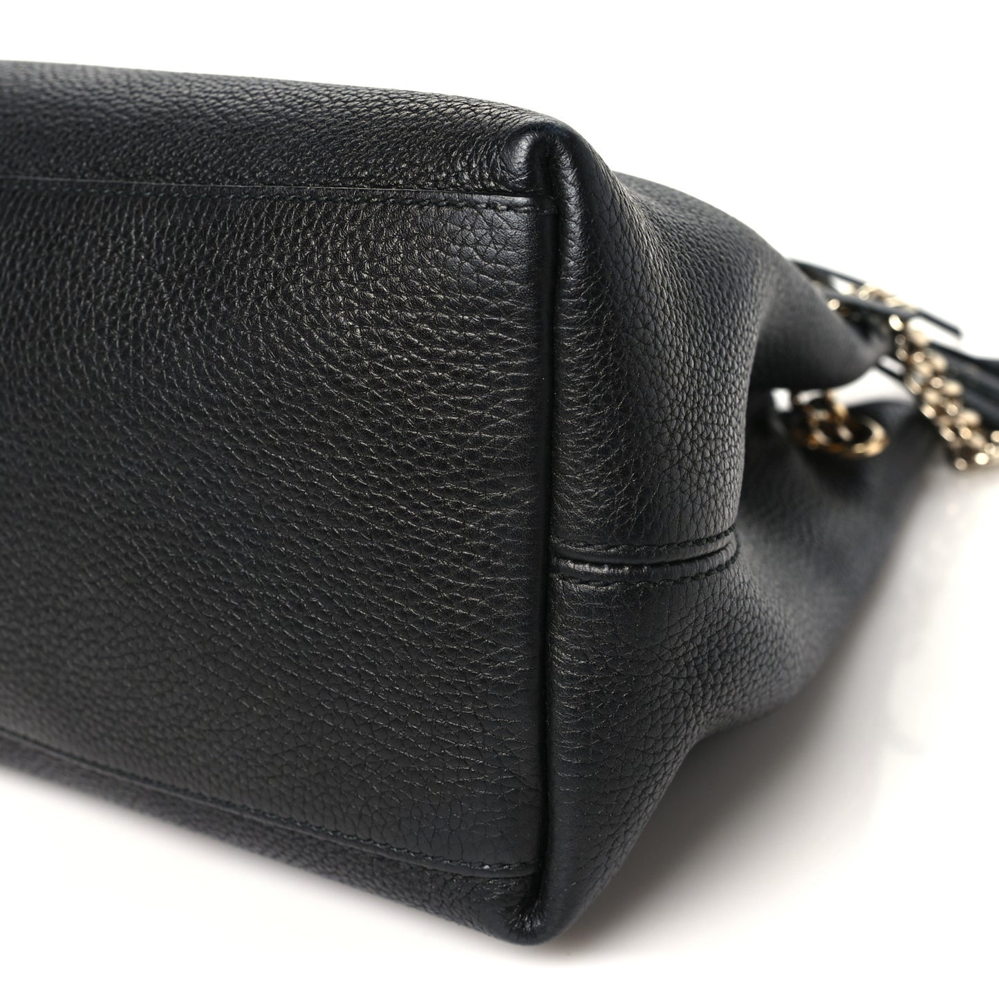 Pebbled Calfskin Medium Soho Chain Shoulder Bag Black