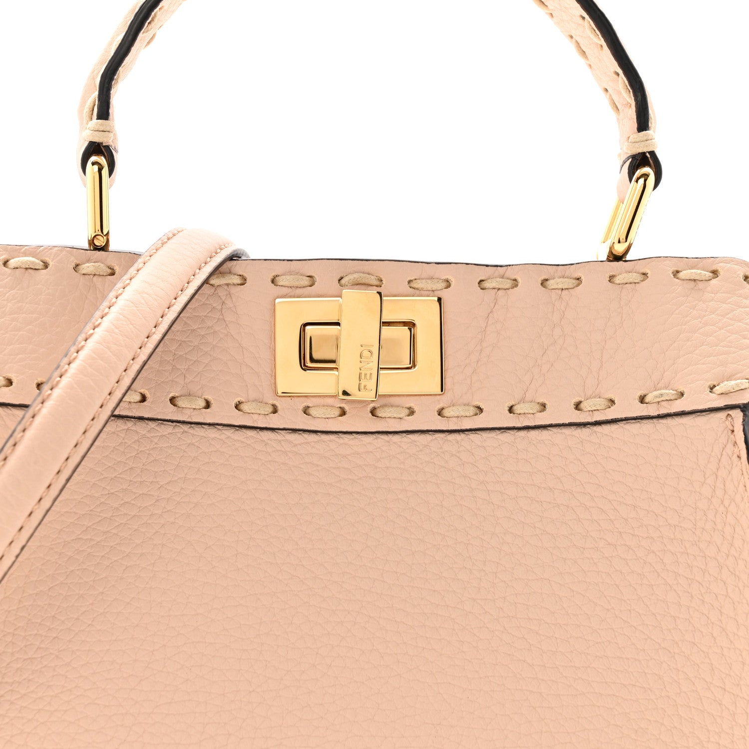 Fendi Cuoio Romano Selleria Mini Peekaboo Iconic Satchel Rosa Plaster 8 of 14