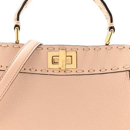 Fendi Cuoio Romano Selleria Mini Peekaboo Iconic Satchel Rosa Plaster 8 of 14