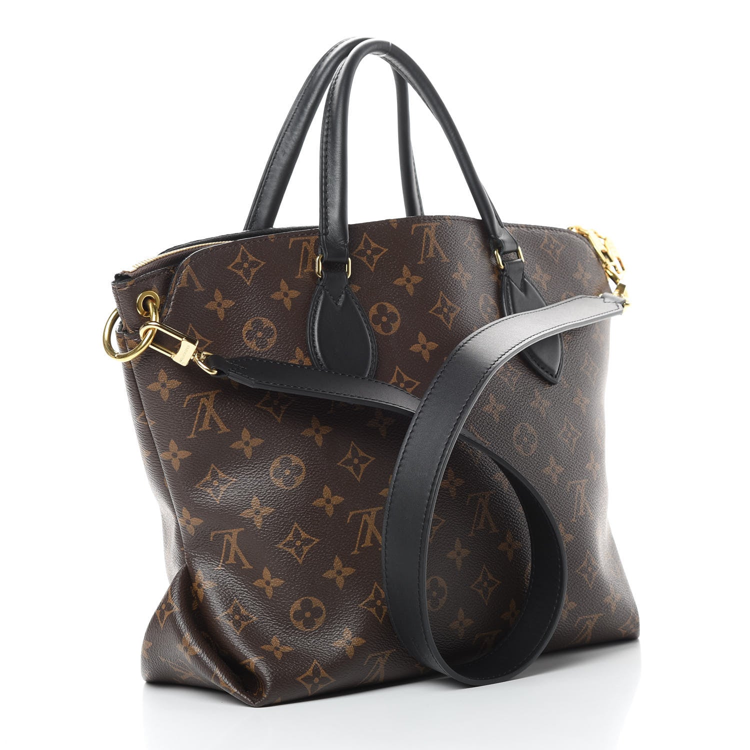 Louis Vuitton Monogram Flower Zipped Tote MM Black 3 of 12