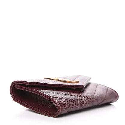 Saint Laurent Grain De Poudre Matelasse Chevron Small Monogram Envelope Wallet Burgundy 3 of 6