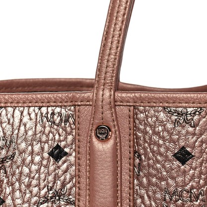 MCM Metallic Visetos Medium Liz Reversible Shopper Tote Champagne Gold 9 of 11