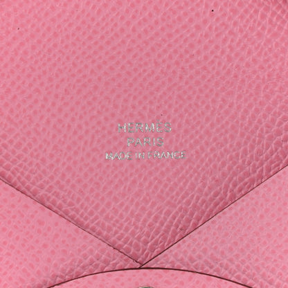 Hermes Epsom Calvi Card Case Rose Azalee 6 of 8