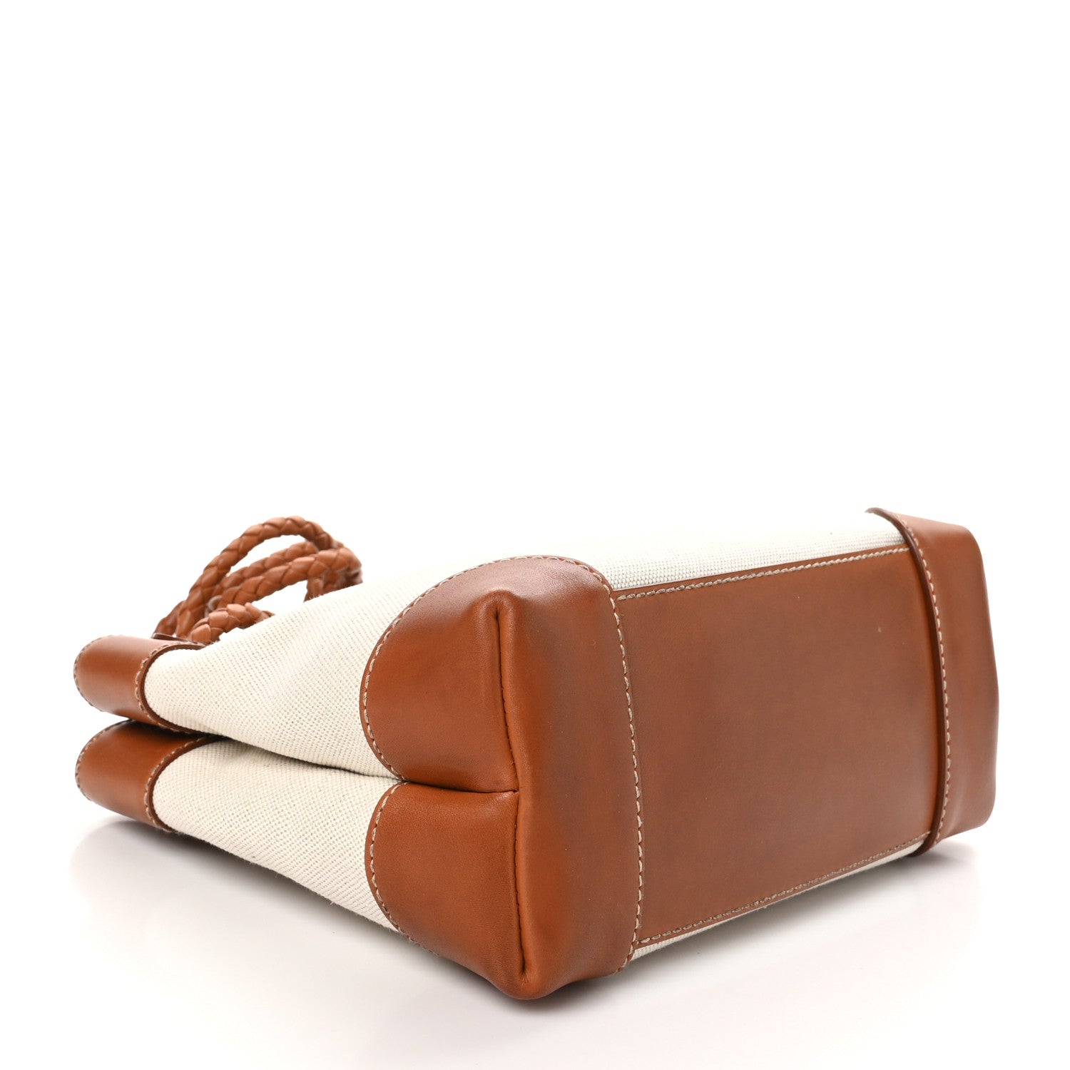 Bottega Veneta Washed Canvas Calfskin Small Andiamo Shoulder Bag Natural Light Wood 4 of 10