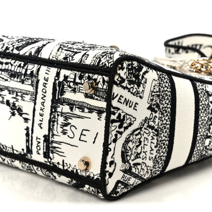 Christian Dior Canvas Embroidered Plan de Paris Medium Lady D-Lite White Black 10 of 10