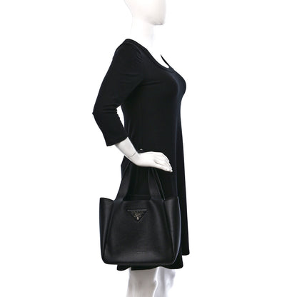 Prada Vitello Daino Soft Medium Dynamique Tote Black 2 of 11