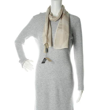 Burberry Silk Giant Check Scarf Pale Stone 2 of 5