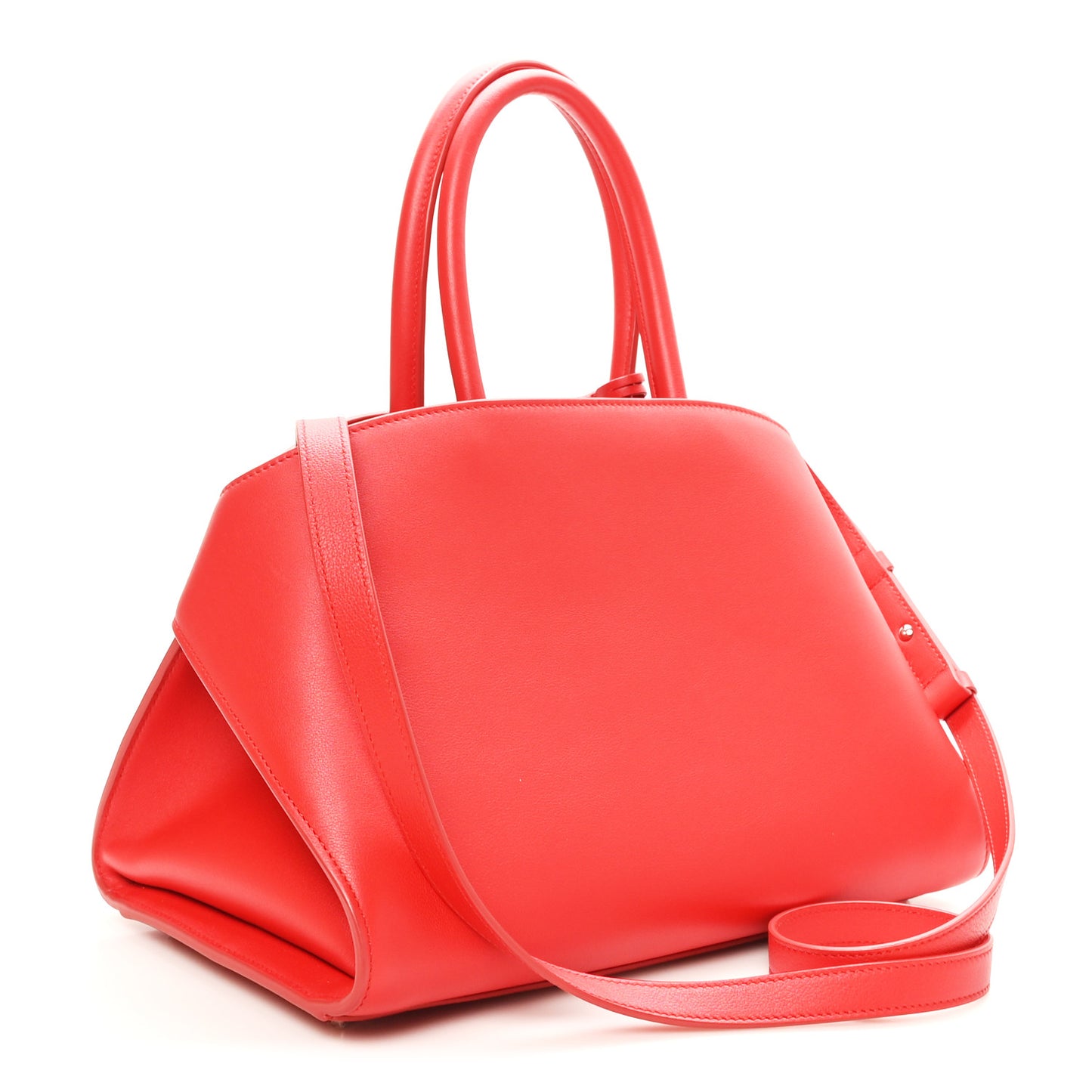 Natural Grain Calfskin Medium Hug Bag Flame Red