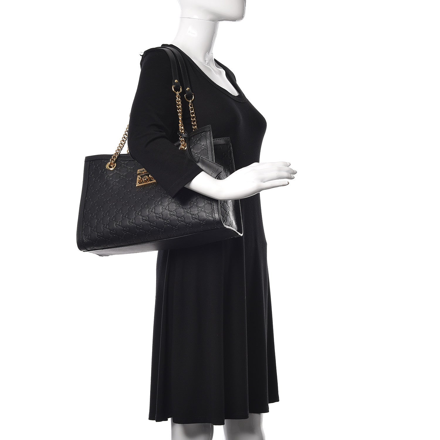 Gucci Guccissima Medium Padlock Tote Black 2 of 9