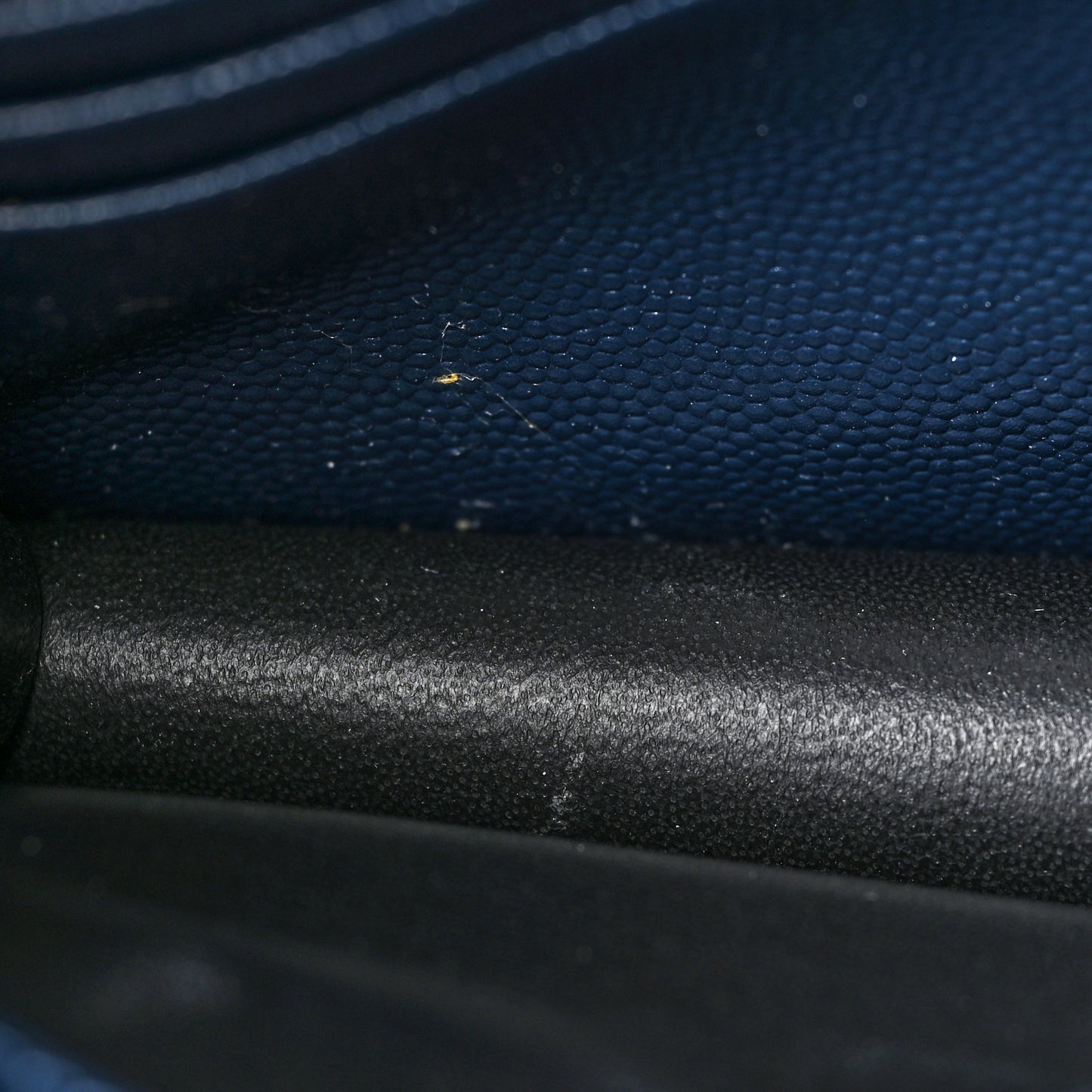 Grain De Poudre Matelasse Chevron Monogram Envelope Chain Wallet Navy