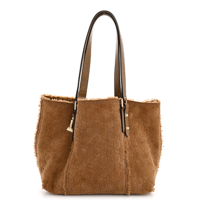 Gucci Suede Shearling Guccissima Large Jolicoeur Tote Tan 1 of 14