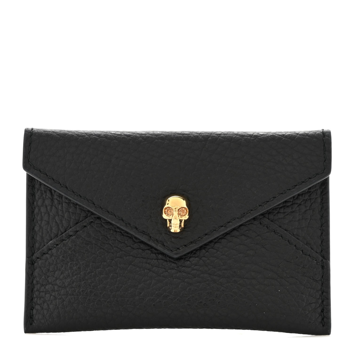 Alexander McQueen Calfskin Skull Envelope Card Holder Black 1 of 6