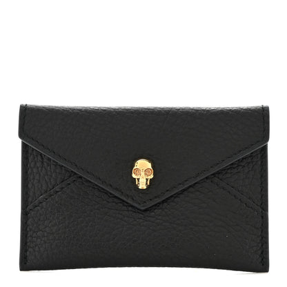 Alexander McQueen Calfskin Skull Envelope Card Holder Black 1 of 6