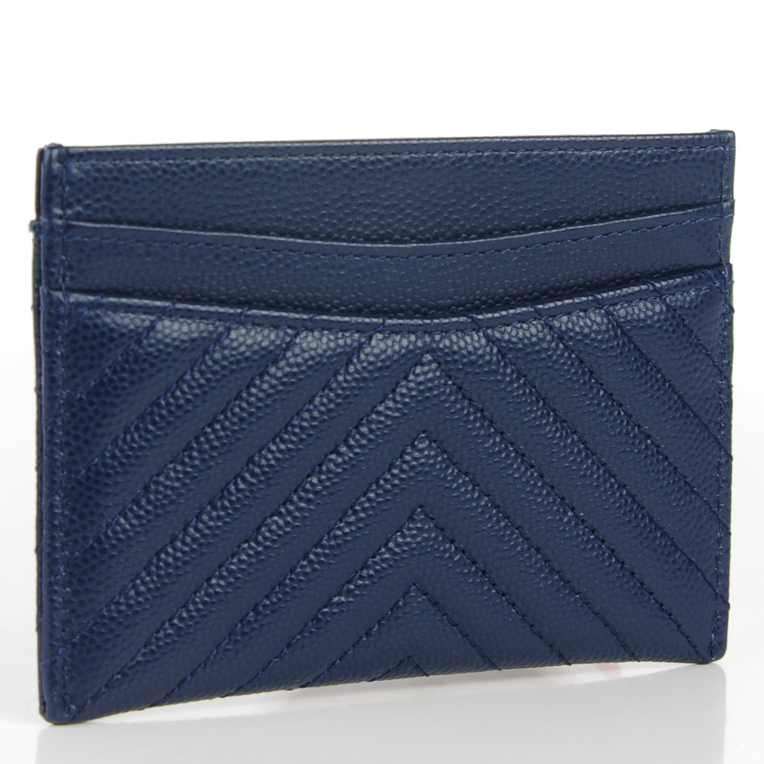 Chanel Caviar Chevron Card Holder Navy 3 of 7