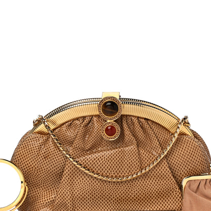 Judith Leiber Lizard Embossed Pleated Evening Bag Brown Gold 7 of 9