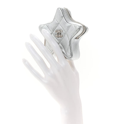 Chanel Metallic Lambskin Walk Of Fame Star Clip On Coin Purse Silver 2 of 7