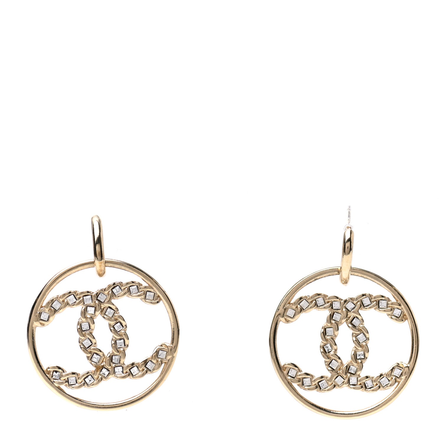Chanel Baguette Crystal High Society CC Drop Earrings Gold 1 of 5