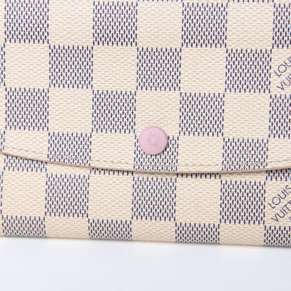 Louis Vuitton Damier Azur Emilie Wallet Rose Ballerine 9 of 11