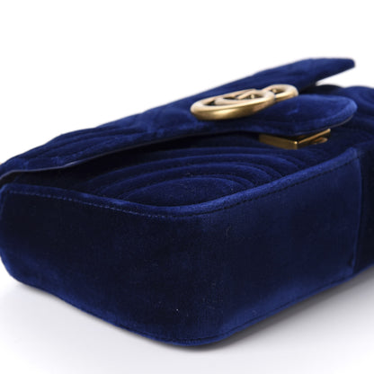 Gucci Velvet Matelasse Mini GG Marmont Shoulder Bag Cobalt Blue 6 of 10