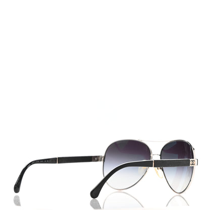Chanel Lambskin Quilted CC Aviator Sunglasses 4195-Q Black 4 of 8