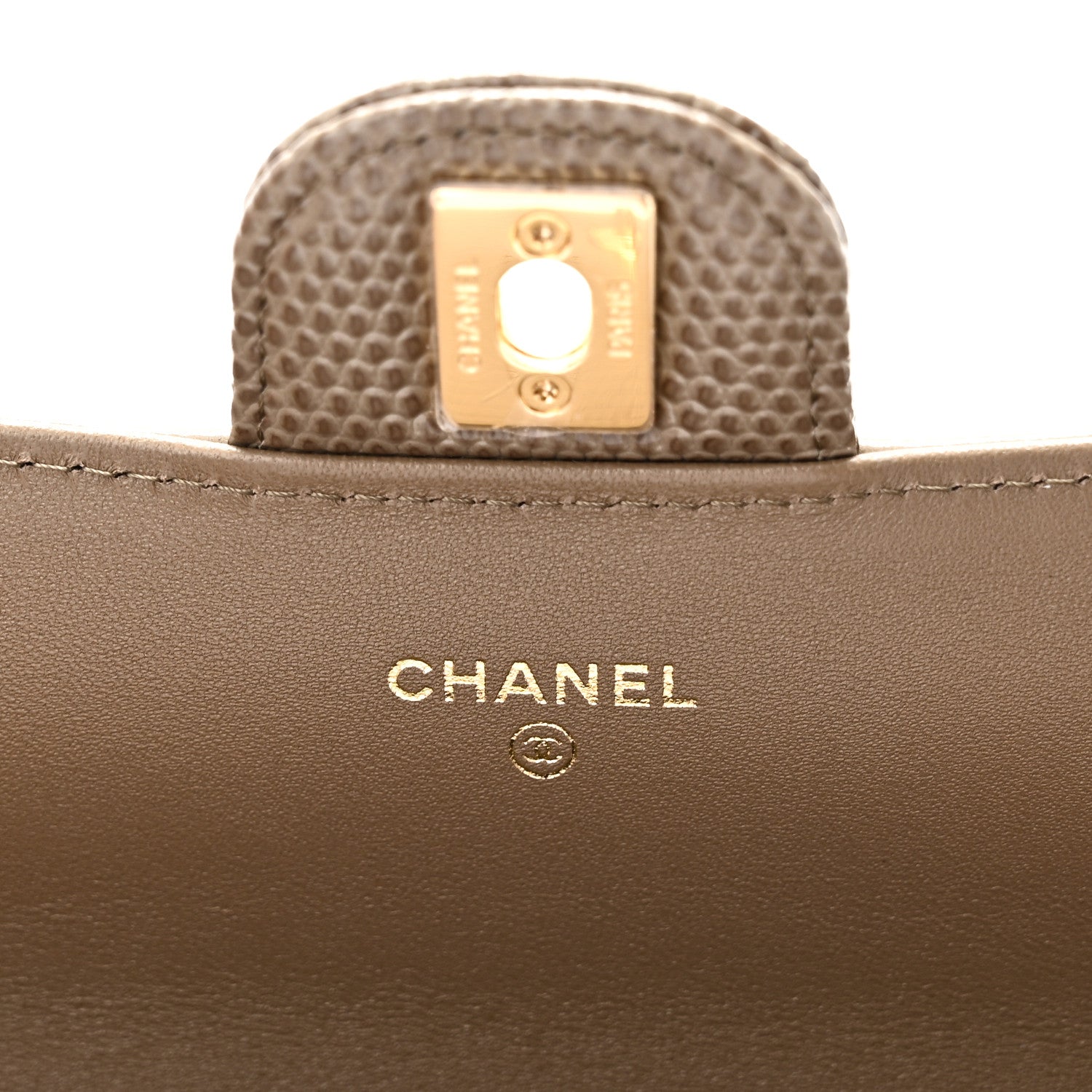 Chanel Calfskin Lizard Embossed Top Handle Long Clutch With Chain Dark Khaki 6 of 12
