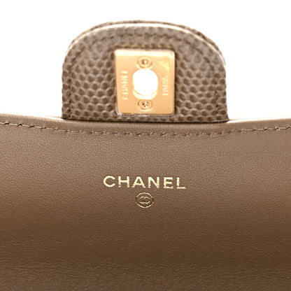 Chanel Calfskin Lizard Embossed Top Handle Long Clutch With Chain Dark Khaki 6 of 12