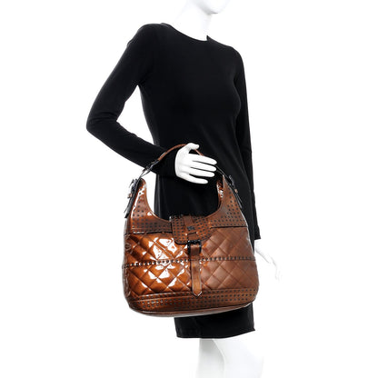 Burberry Patent Quilted Studded Brooke Hobo Bronze 2 of 10