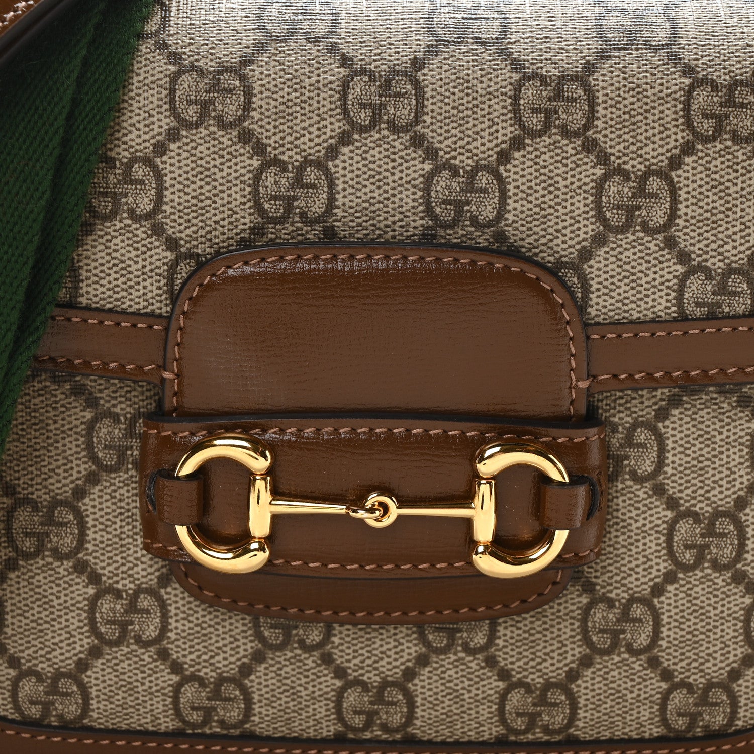 Gucci GG Supreme Monogram Azalea Calfskin Web Mini Horsebit 1955 Shoulder Bag Beige Ebony Brown Sugar 8 of 10