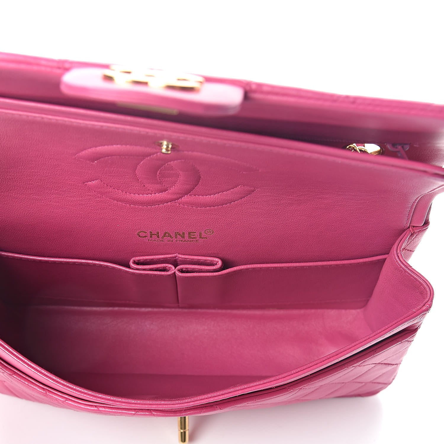 Chanel Lambskin Quilted Medium Double Flap Dark Pink 5 of 10