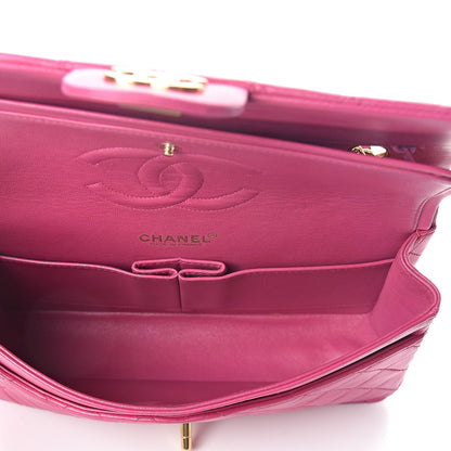 Chanel Lambskin Quilted Medium Double Flap Dark Pink 5 of 10