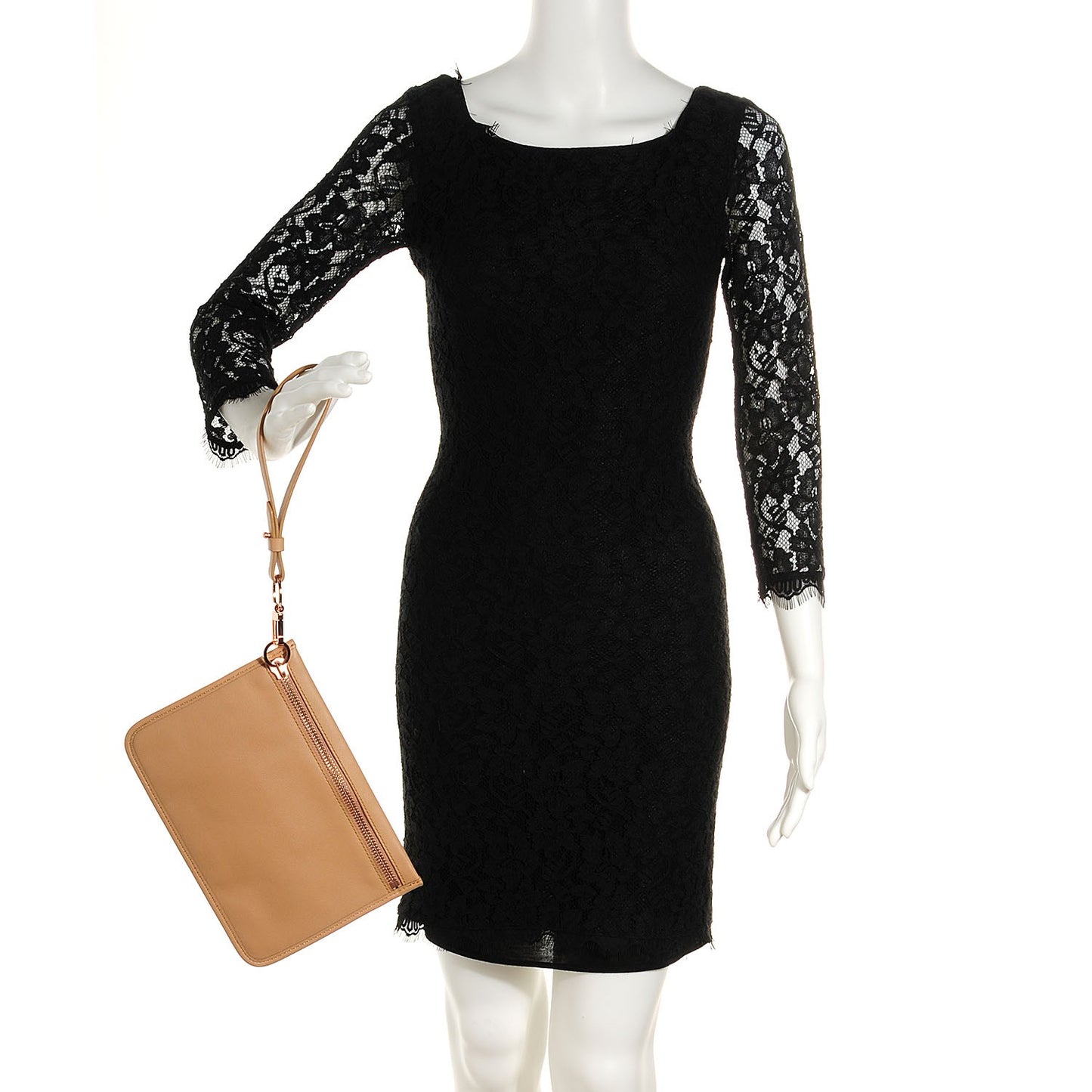 Smooth Leather Prisma Wristlet Camel Rose Gold Hardware