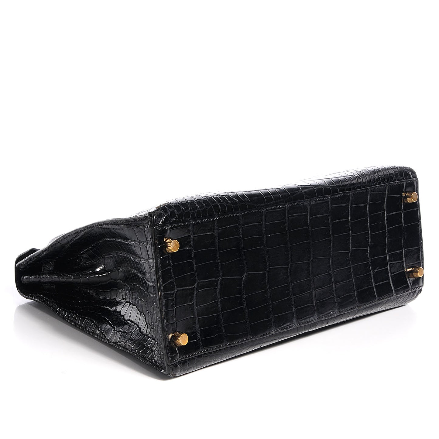Shiny Porosus Crocodile Kelly Sellier 32 Black