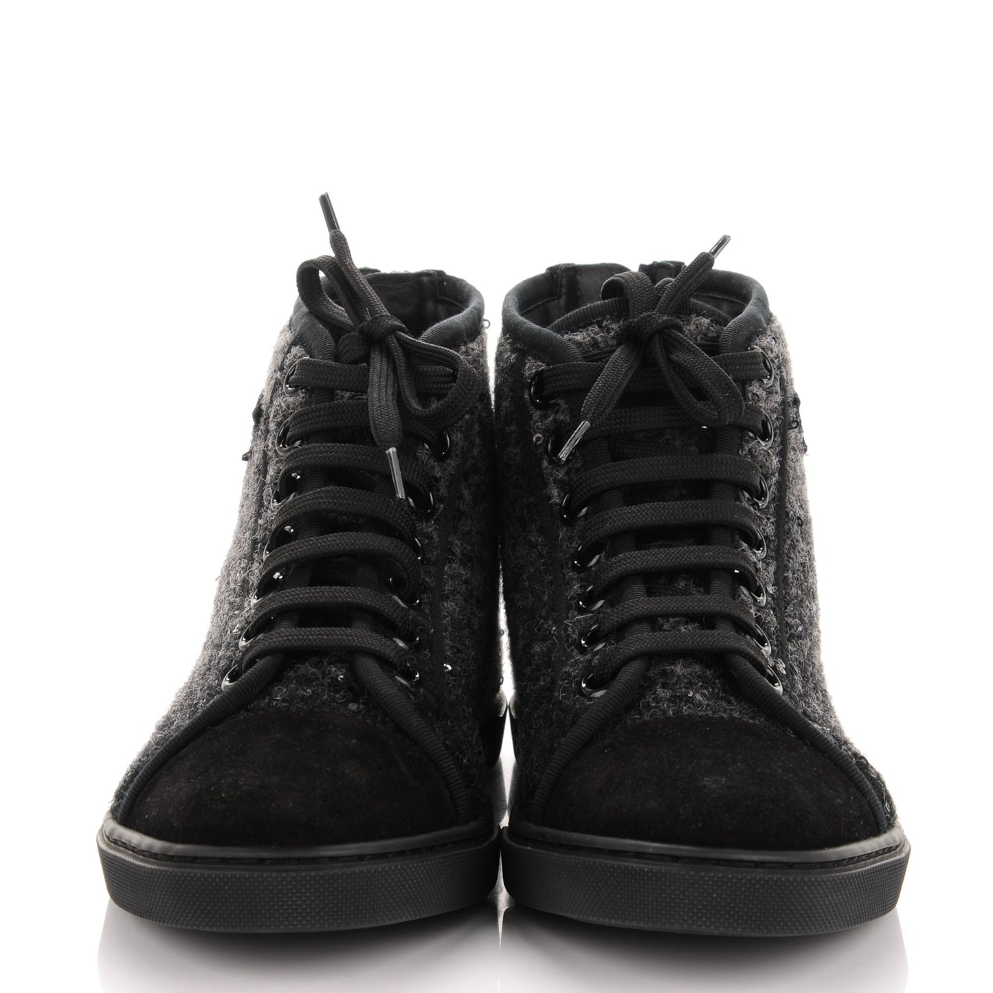 Wool Sequin Punchy High Top Sneakers 36.5 Anthracite