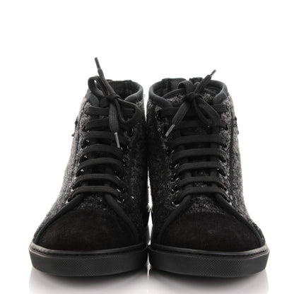 Louis Vuitton Wool Sequin Punchy High Top Sneakers 36.5 Anthracite 4 of 5