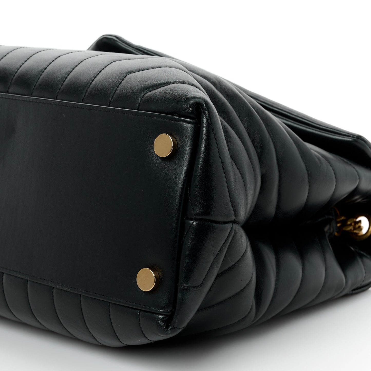 Calfskin Y Quilted Monogram Large Loulou Chain Satchel Black