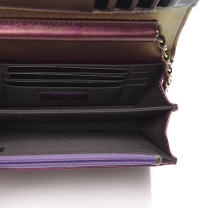 Chanel Iridescent Lambskin Quilted Mini Wallet On Chain WOC Purple 5 of 11