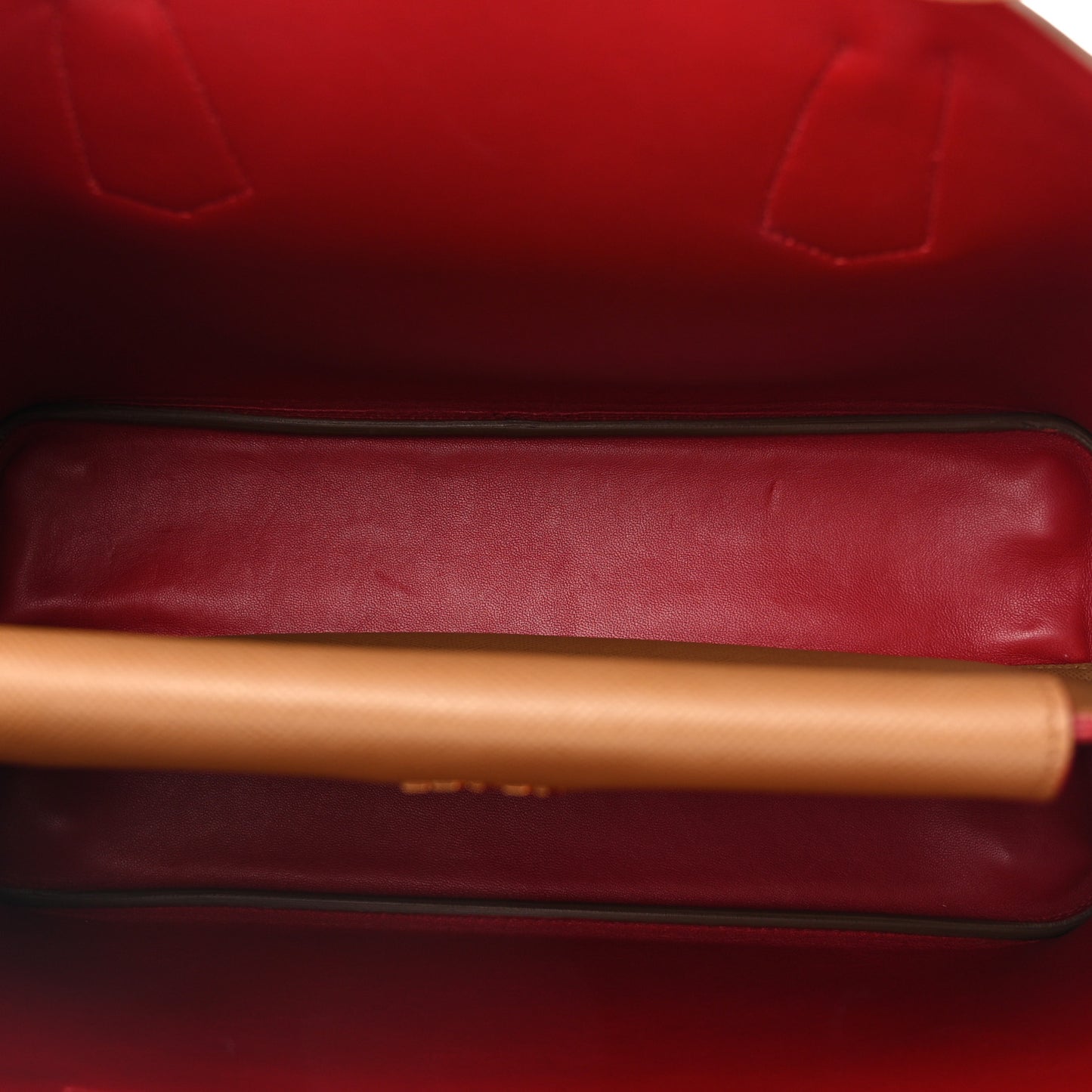 Saffiano Cuir Small Double Bag Caramel Fuoco