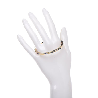 Tiffany 18K Yellow Gold Diamond Blue Sapphire Bangle Bracelet 2 of 5