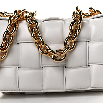 Bottega Veneta Lambskin Maxi Intreccio Padded Chain Cassette Crossbody Bag White 10 of 12